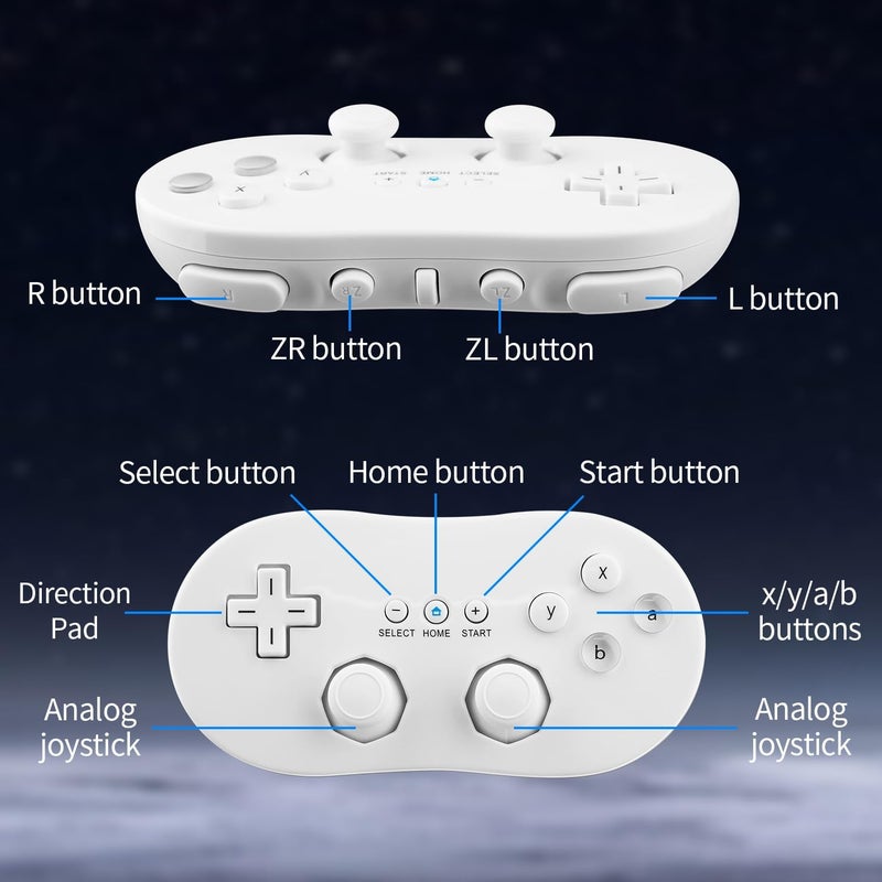 OSTENT Wired Classic Controller Gamepad Joystick for Nintendo Wii Remote Console Video Game Color White - Image 3